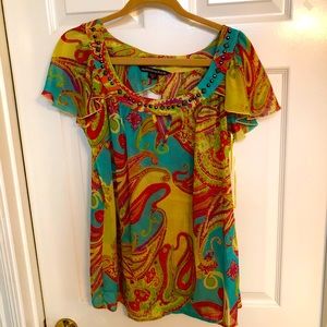 Mushka by Sienna Rose Sheer colorful print top